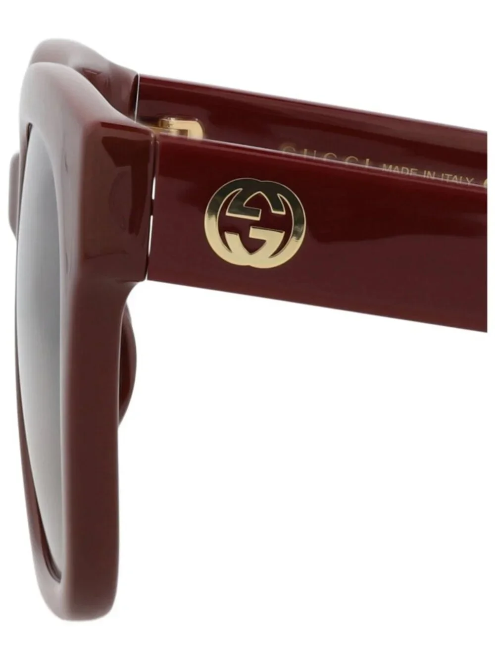 New Gucci Women's Sunglasses Square Rectangle Injection Frame Burgundy Burgundy